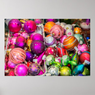 Affiches Ornements en verre traditionnels au marché de Noël