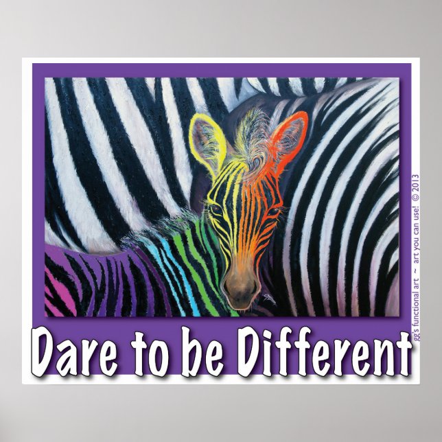 Affiches Osez être différent Baby Zebra Design par GG Burns (Devant)