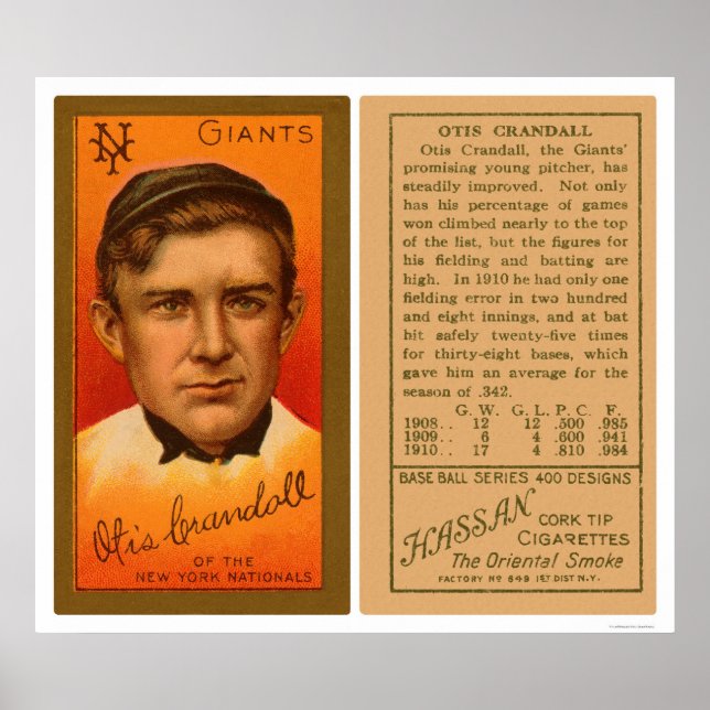 Affiches Otis Crandall Giants Baseball 1911 (Devant)