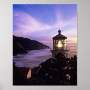 Affiches OU, Côte de l'Oregon, phare de Heceta Head, sur
