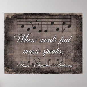 Affiches Où les mots échouent — Citation de musique - Impri