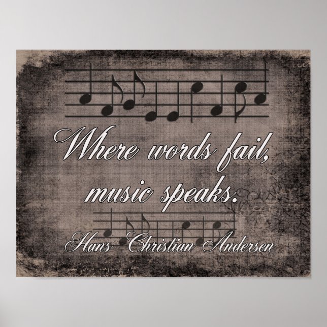 Affiches Où les mots échouent — Citation de musique - Impri (Devant)