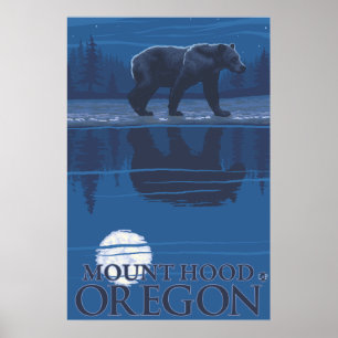 Affiches Ours au clair de lune - Mont Hood, Oregon
