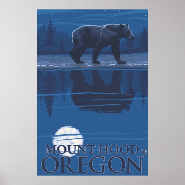 Affiches Ours au clair de lune - Mont Hood, Oregon (Devant)