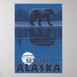 Affiches Ours au clair de lune - Seward, Alaska