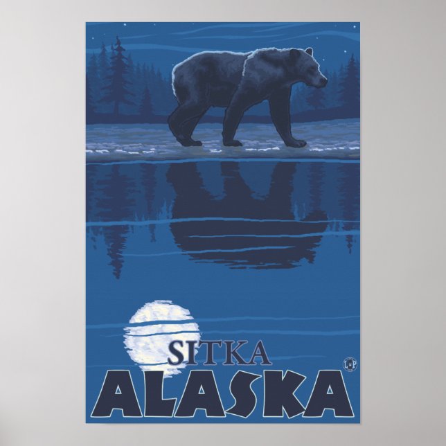 Affiches Ours au clair de lune - Sitka, Alaska (Devant)