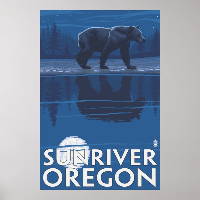 Affiches Ours au clair de lune - Sun River, Oregon (Devant)