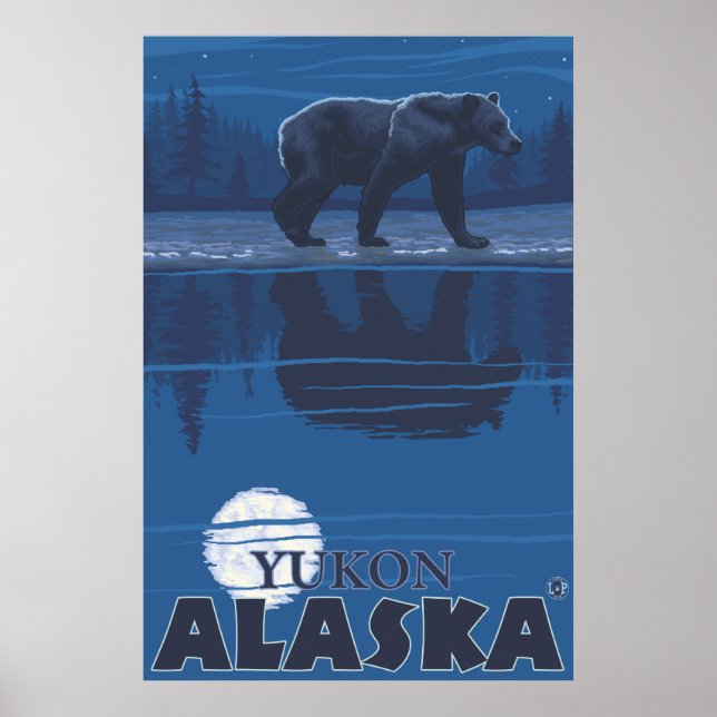 Affiches Ours au clair de lune - Yukon, Alaska (Devant)