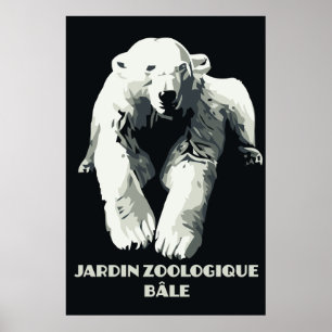 Affiches Ours blanc de Bâle d'annonce vintage de zoo