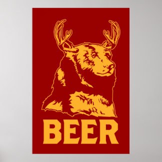 Affiches Ours + Cerf = Bière
