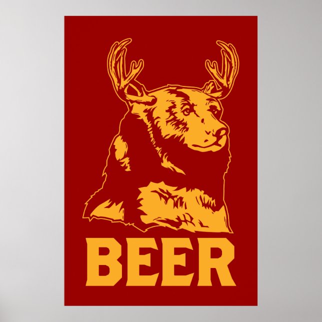 Affiches Ours + Cerf = Bière (Devant)