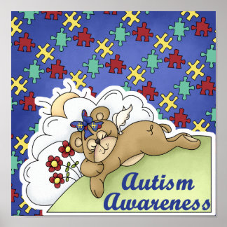 Affiches Ours couchant sensibilisation sur l'autisme