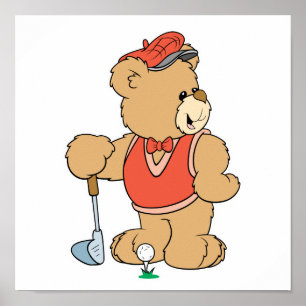 Affiches Ours de golf mignon