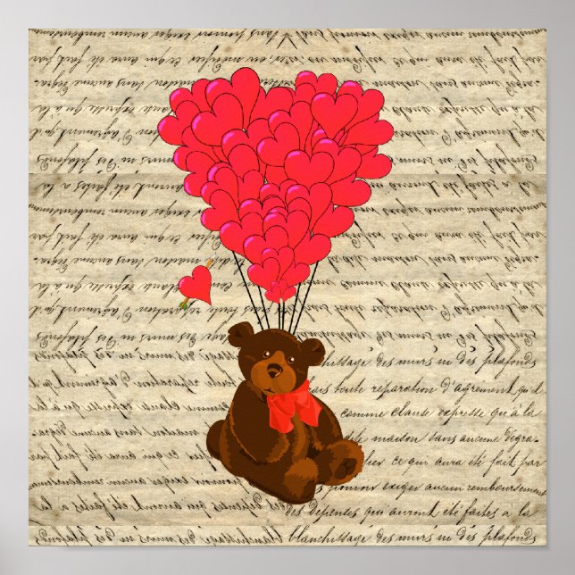 Affiches Ours en peluche et coeur (Devant)