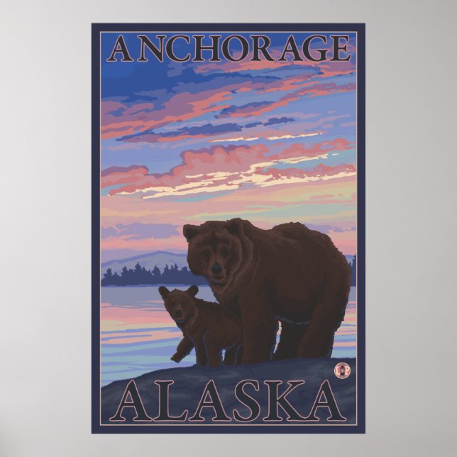 Affiches Ours et cub - Anchorage, Alaska (Devant)