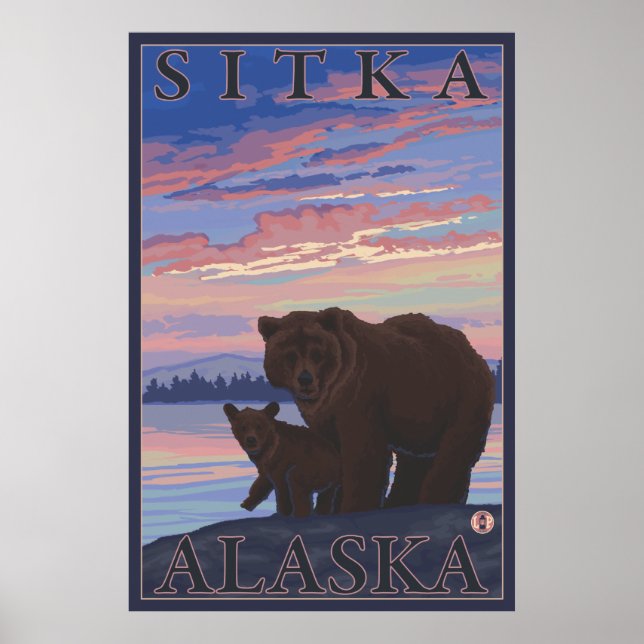 Affiches Ours et cub - Sitka, Alaska (Devant)