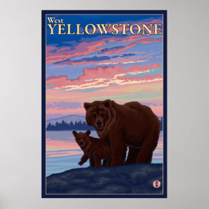Affiches Ours et cub - West Yellowstone, Montana