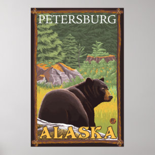 Affiches Ours noir en forêt - Petersburg, Alaska