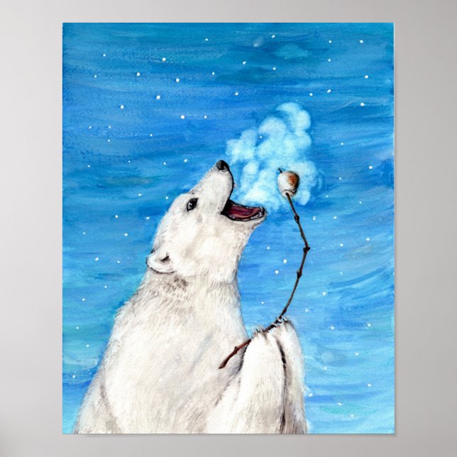 Affiches Ours polaire avec Marshmallow grillé (Devant)