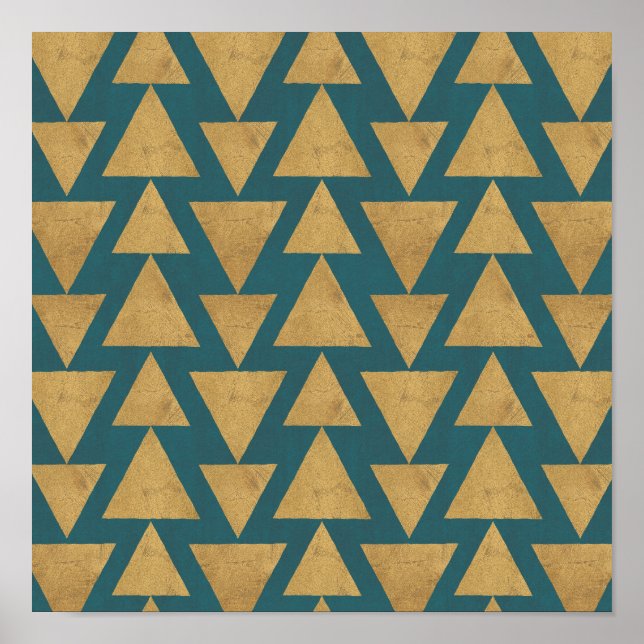 Affiches Outdoor Geo Step | Gold & Dark Teal Pattern (Devant)