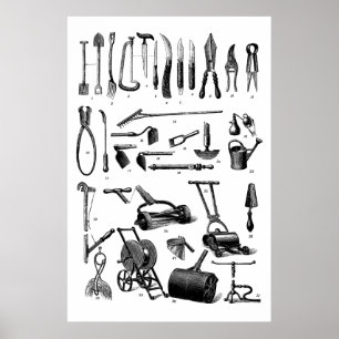 Affiches Outils de jardinage antique Boutique de jardinage