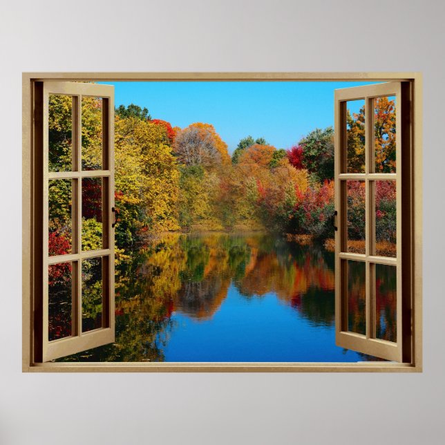 Affiches Ouvrir la fenêtre Automne Lakeside (Devant)