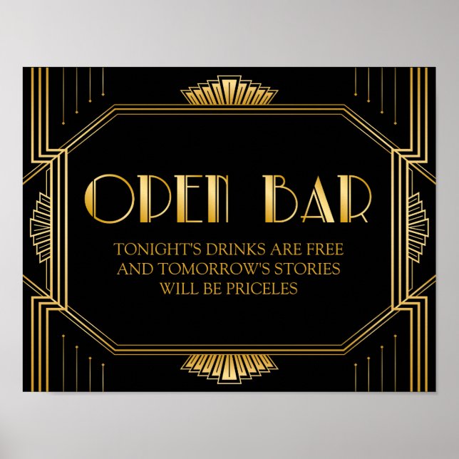 Affiches Ouvrir le panneau Mariage de barre | Gatsby Art Dé (Devant)