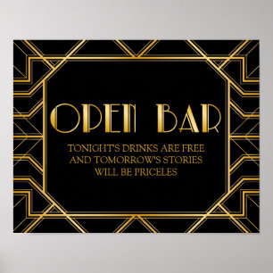 Affiches Ouvrir le panneau Mariage de barre   Gatsby Art Dé