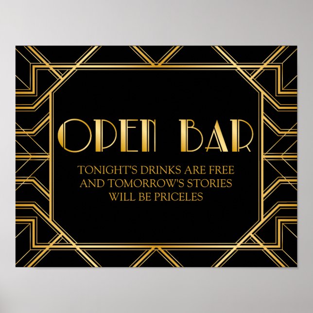 Affiches Ouvrir le panneau Mariage de barre | Gatsby Art Dé (Devant)