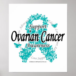 Affiches Ovarian Cancer Ribbon of Butterflies