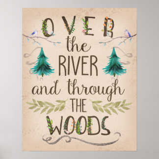 Affiches Over The River Through Woods 16x20 Woodland Print