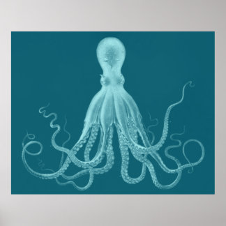 Affiches Oversized Octopus Triptych Print in Turquoise