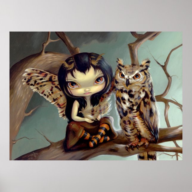 Affiches Owlyn ART IMPRIMER hibou imaginaire féerique (Devant)