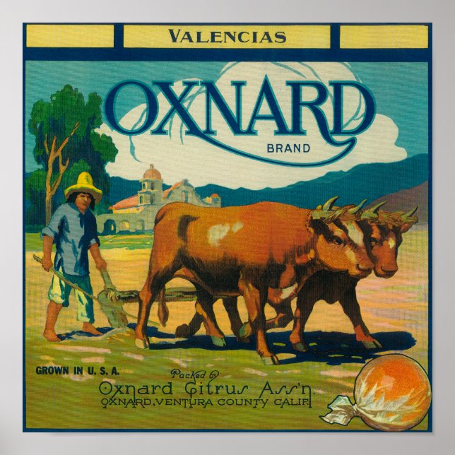 Affiches Oxnard Orange LabelOxnard, CA (Devant)