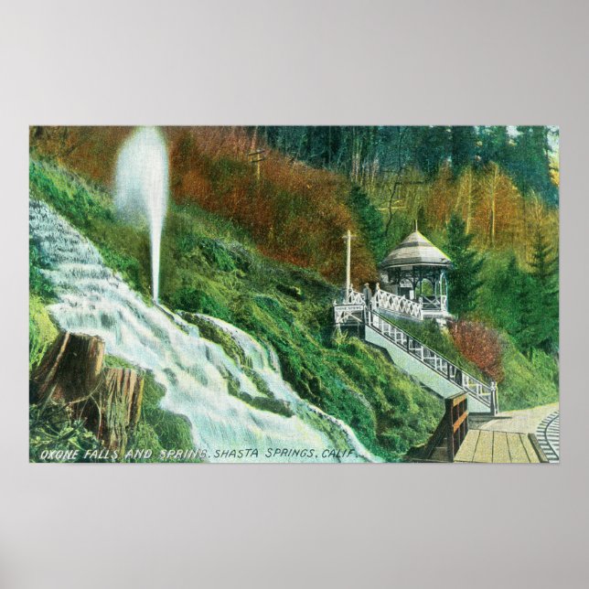 Affiches Oxone Falls et Spring ViewShasta Springs, CA (Devant)