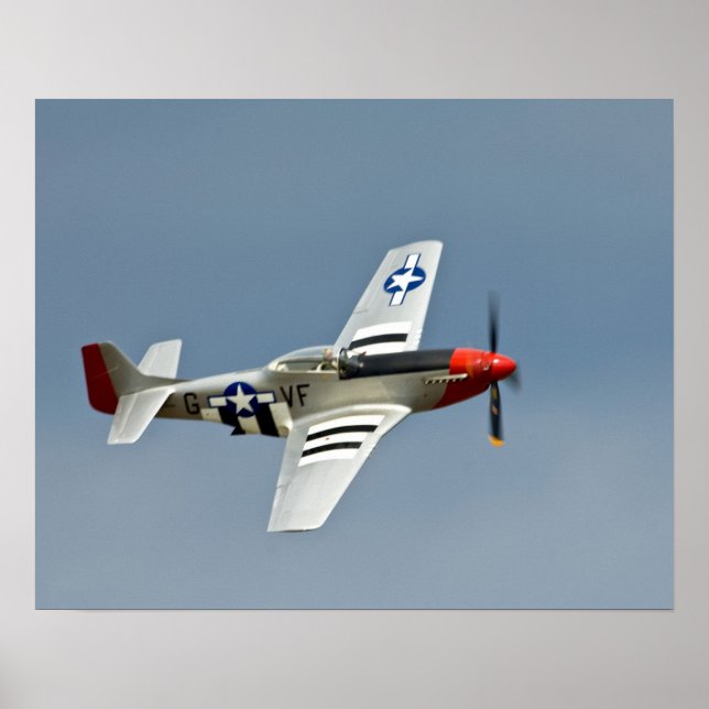 Affiches P-51D Mustang Fighter avec marquage D-Day volant (Devant)