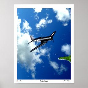 Affiches Pacific Corsair au-dessus de Saipan.