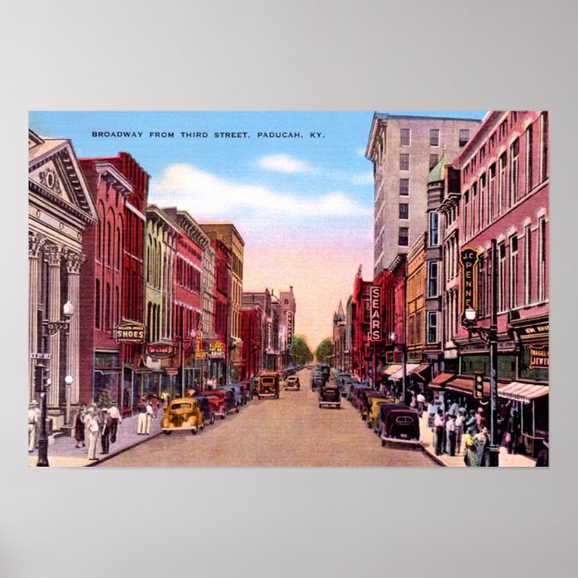 Affiches Paducah Kentucky Broadway from Third 1930 (Devant)