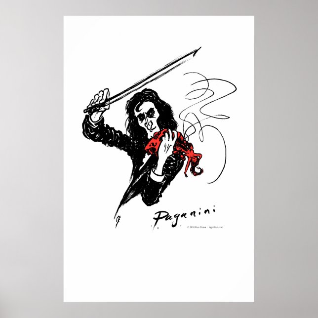 Affiches Paganini en violon rouge (Devant)