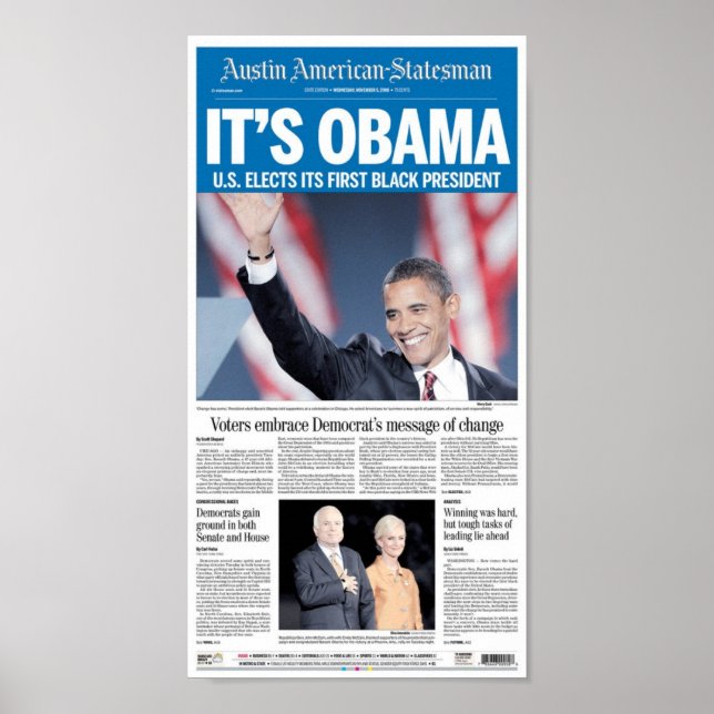 Affiches Page d'accueil du jour électoral d'Austin American (Devant)
