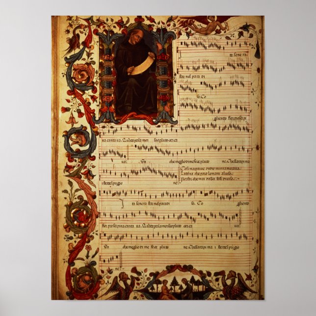 Affiches Page de Notation musicale avec historien (Devant)