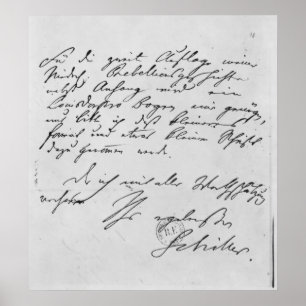 Affiches Page de texte avec sa signature