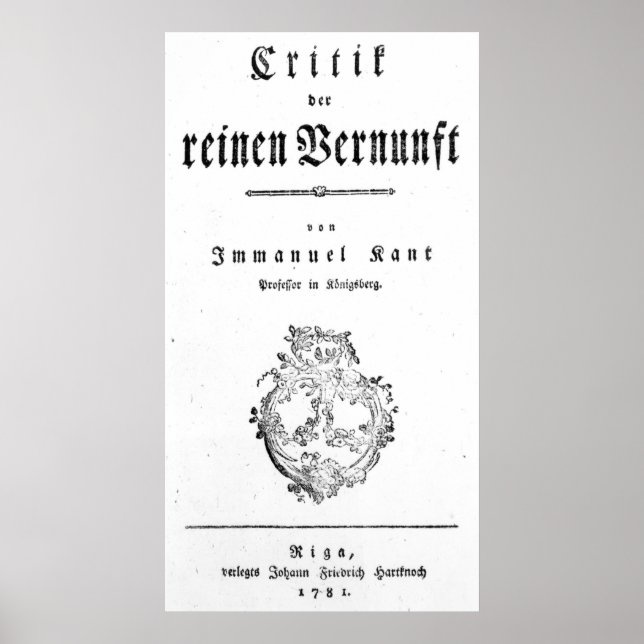 Affiches Page de titre "Critique de la Pure (Devant)