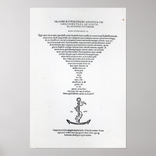 Affiches Page de titre des Adages d'Erasmus (Devant)