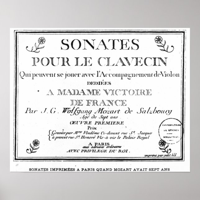 Affiches Page de titre pour 'Sonates pour le clavecin' (Devant)