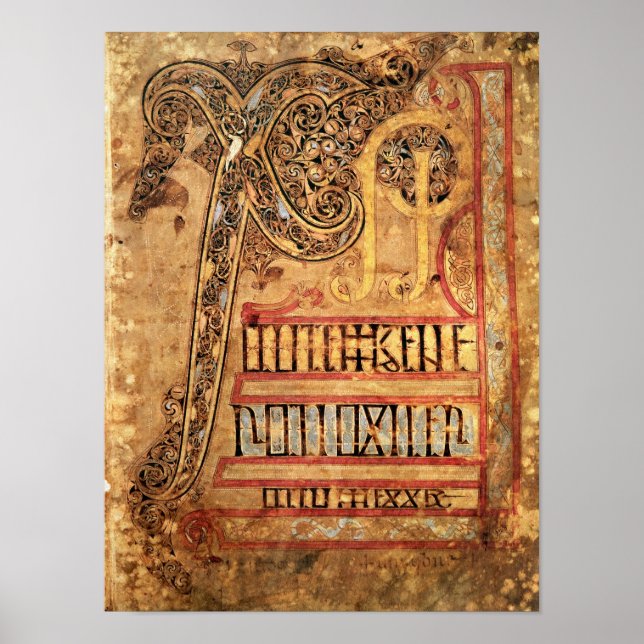 Affiches Page initiale des évangiles de Lichfield, c.720 (Devant)