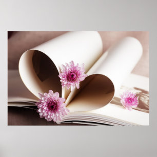 Affiches Pages d'un livre en forme de coeur