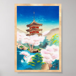 Affiches Pagode Keisui au printemps japonais paysage orient