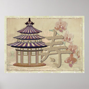 Affiches Pagode Rose Média mixte Oriental