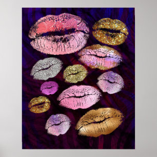 Affiches Paillettes Scintillement Baiser Lèvres Beauté Maqu